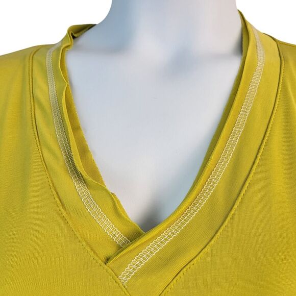 NEW POL Relaxed Fit Green T-Shirt | V-Neck Pocket Silky Comfy | Oversized Small - Picture 9 of 14